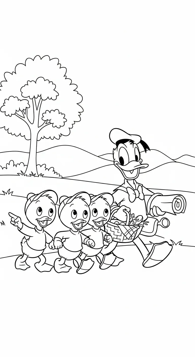 tải tranh tô màu tranh tô màu Vịt Donald cho bé miễn phí