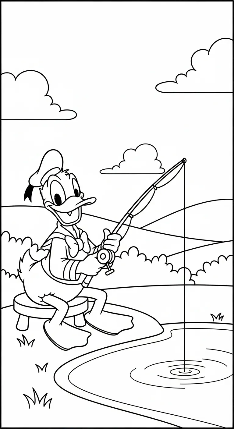 download hình tô màu tranh tô màu Vịt Donald cho bé 1