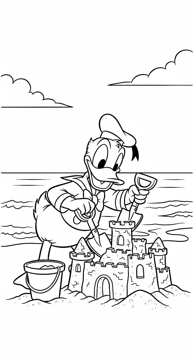 hình tô màu tranh tô màu Vịt Donald in ngay