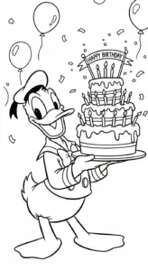 hình tô màu tranh tô màu Vịt Donald cho bé 8 tuổi miễn phí