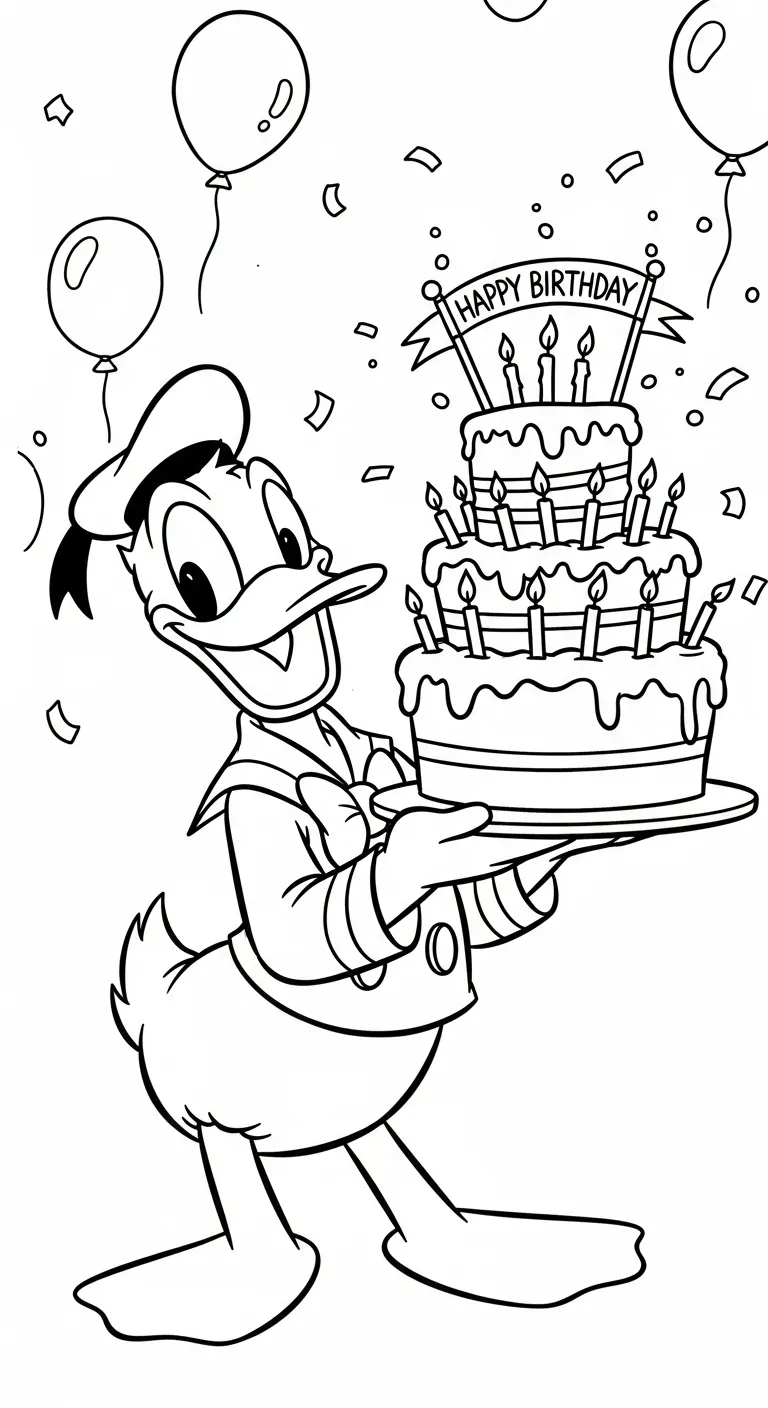hình tô màu tranh tô màu Vịt Donald cho bé 8 tuổi miễn phí 1