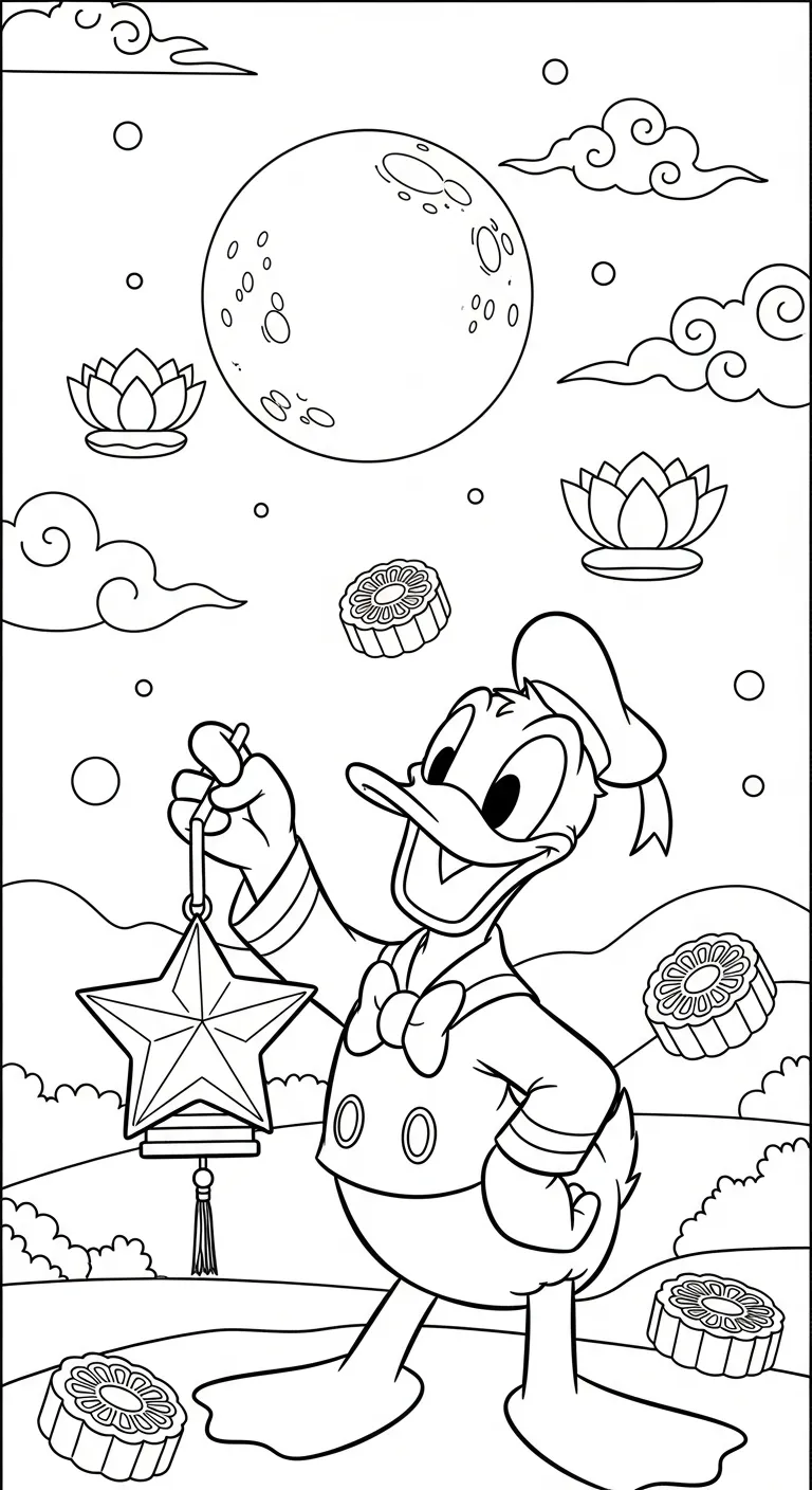 hình tô màu tranh tô màu Vịt Donald rõ nét