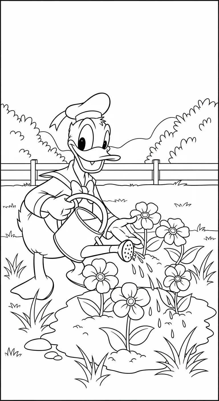 tranh tô màu tranh tô màu Vịt Donald cho bé 7-8 tuổi