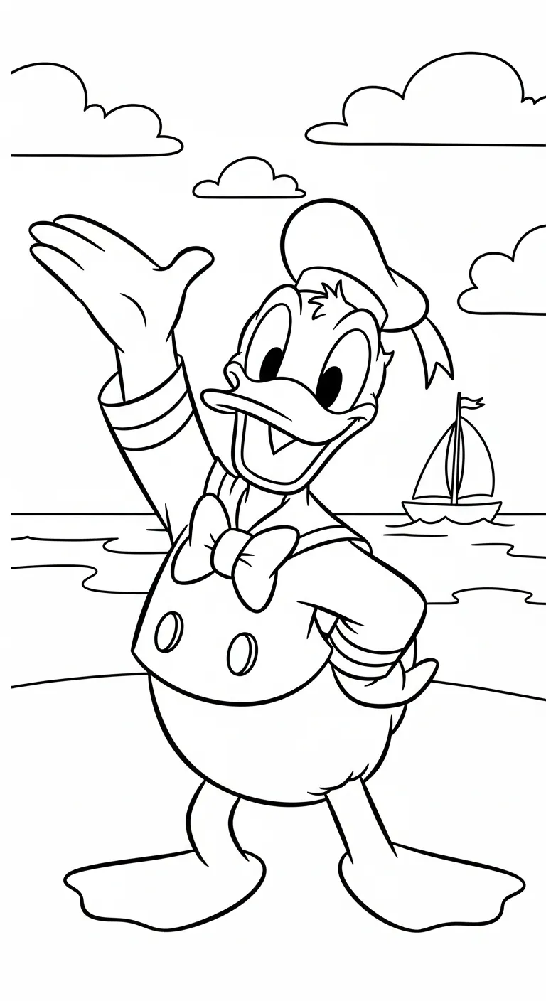 download hình tô màu tranh tô màu Vịt Donald cho bé