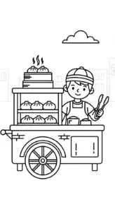 in tranh tô màu bánh bao khổ A4