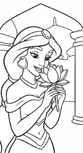 mẫu in hình tô màu công chúa jasmine cho bé