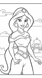 in tranh tô màu công chúa jasmine khổ A4
