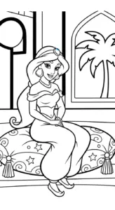 in hình tô màu công chúa jasmine khổ A4