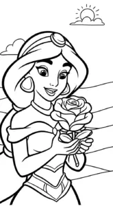 tranh tô màu công chúa jasmine cho bé tải về