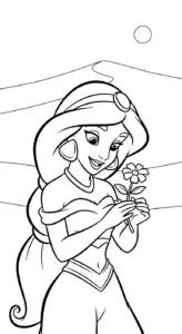 in hình tô màu công chúa jasmine cho bé 8 tuổi