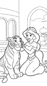 hình tô màu công chúa jasmine cho bé 5 tuổi