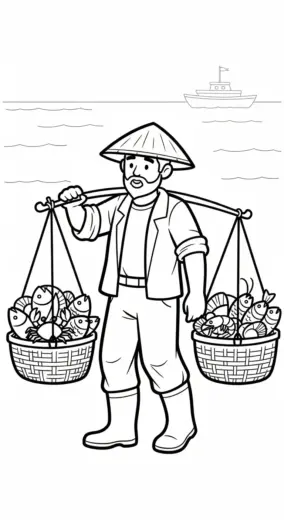 tải hình tô màu tranh tô màu ngư dân 19 cho bé 5 tuổi