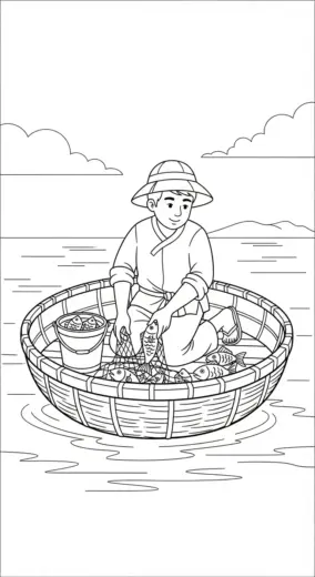 hình tô màu tranh tô màu ngư dân 27 cho bé 8 tuổi