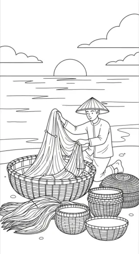hình tô màu tranh tô màu ngư dân 36 cho bé 5 tuổi chất lượng cao