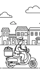 mẫu hình tô màu tranh tô màu người đưa thư cho bé