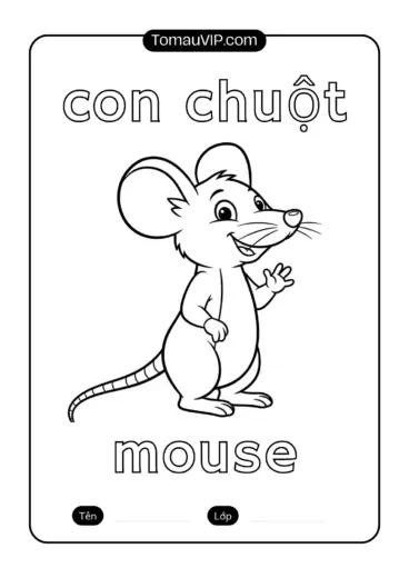 in hình tô màu tranh tô màu song ngữ anh – việt chủ đề động vật cho bé 8 tuổi