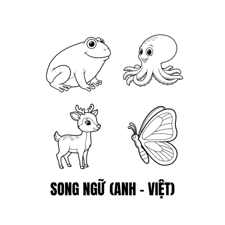 Tranh tô màu Song ngữ (Anh – Việt) chủ đề động vật