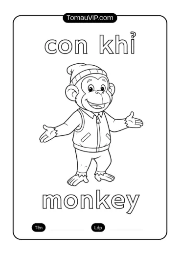 tranh tô màu tranh tô màu song ngữ anh – việt chủ đề động vật cho bé 8 tuổi chất lượng cao
