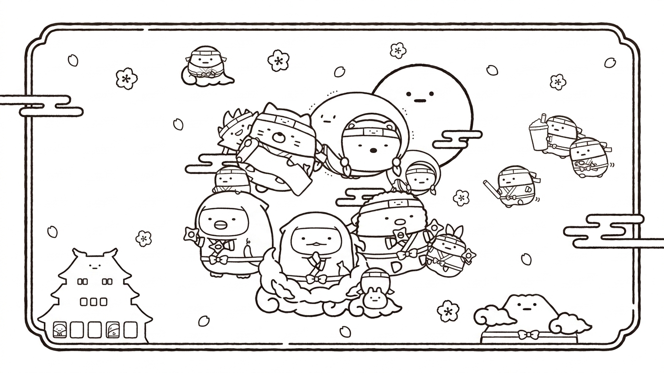 hình tô màu sumikko gurashi cho bé 6 tuổi