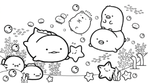 in hình tô màu sumikko gurashi cho bé 3 tuổi