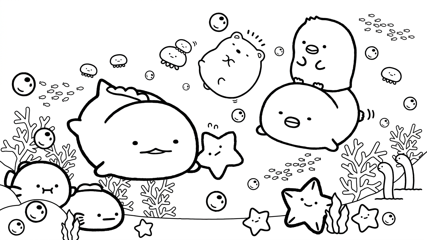 in hình tô màu sumikko gurashi cho bé 3 tuổi 1