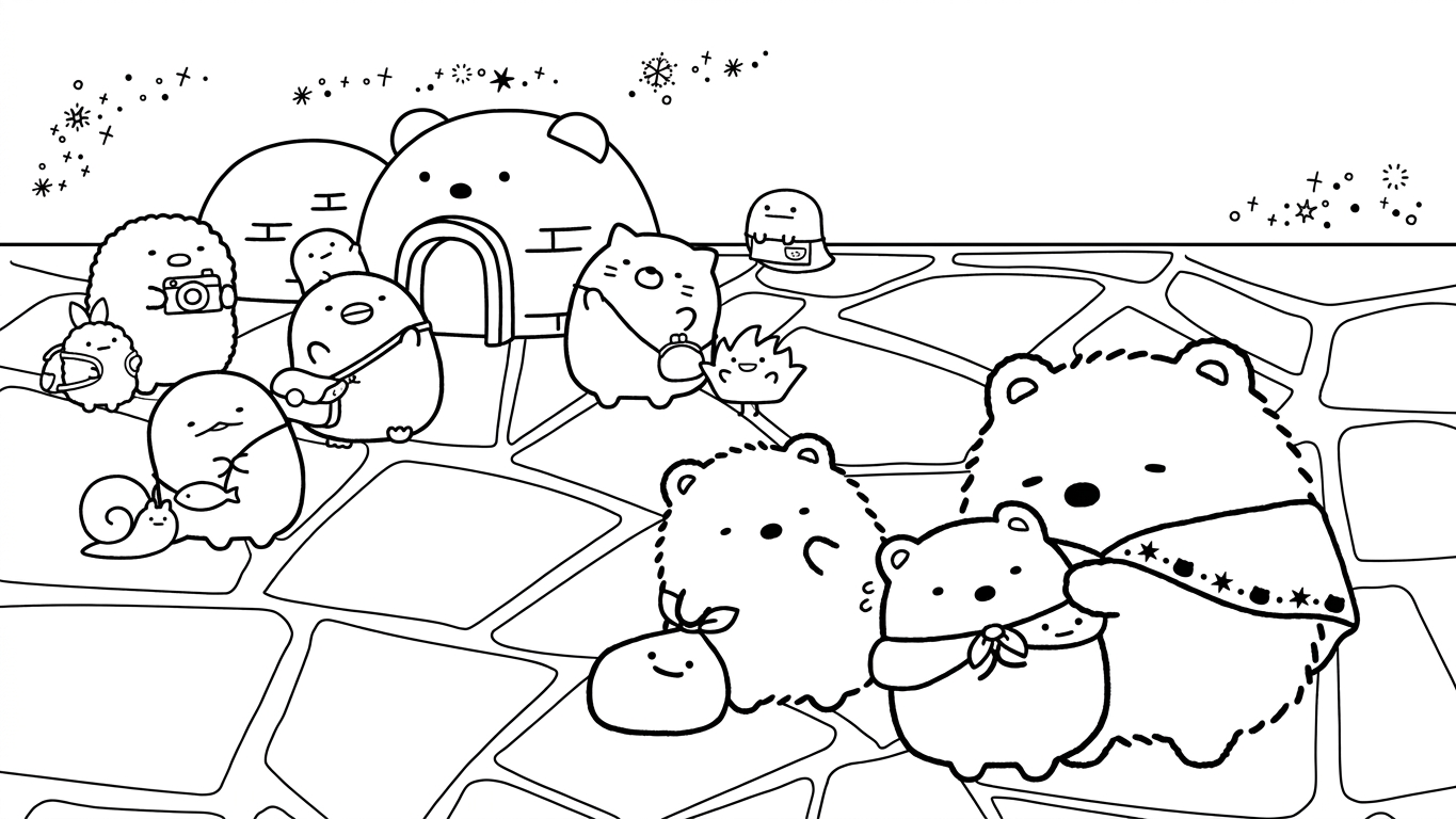 tranh tô màu sumikko gurashi cho bé 4 tuổi