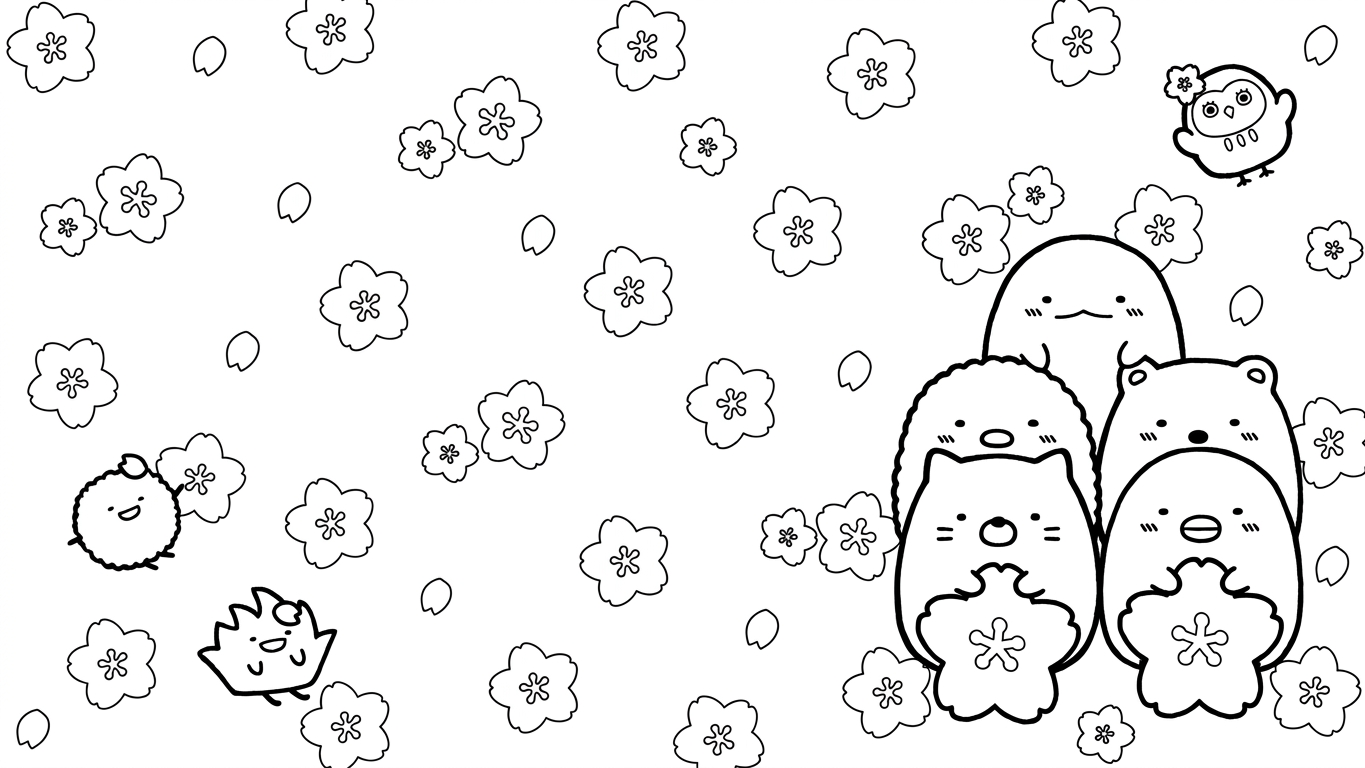 tranh tô màu sumikko gurashi cho bé 4 tuổi miễn phí