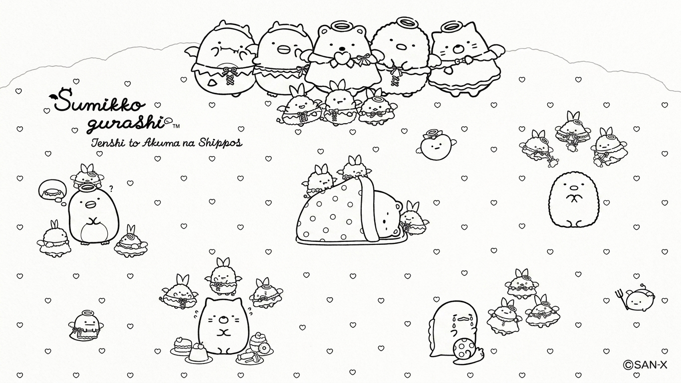 tranh tô màu sumikko gurashi cho bé 4 tuổi 1