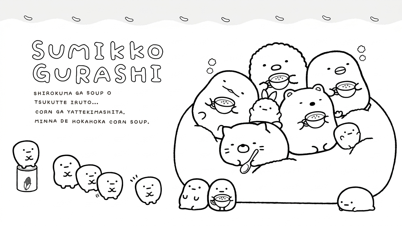 in hình tô màu sumikko gurashi miễn phí