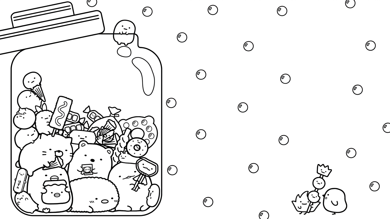 hình tô màu sumikko gurashi cho bé 6 tuổi miễn phí