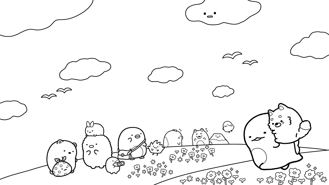 hình tô màu sumikko gurashi cho bé 3 tuổi miễn phí