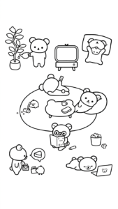 hình tô màu sumikko gurashi cho bé 7-8 tuổi
