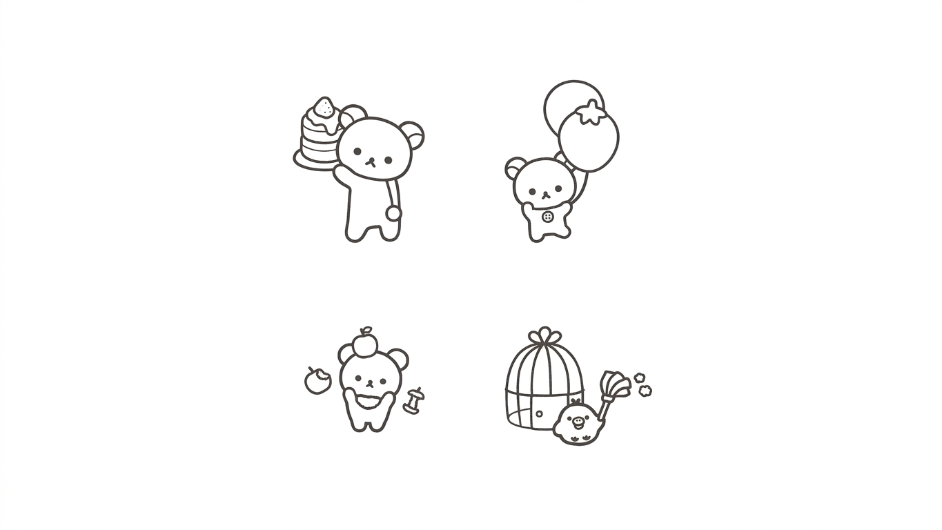 in hình tô màu sumikko gurashi cho bé 6 tuổi