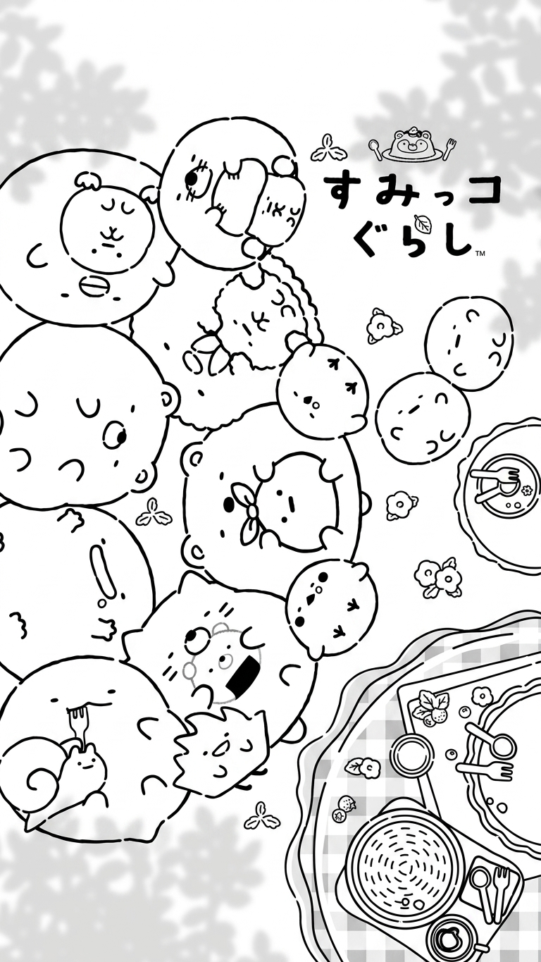 tranh tô màu sumikko gurashi cho bé 7 tuổi miễn phí