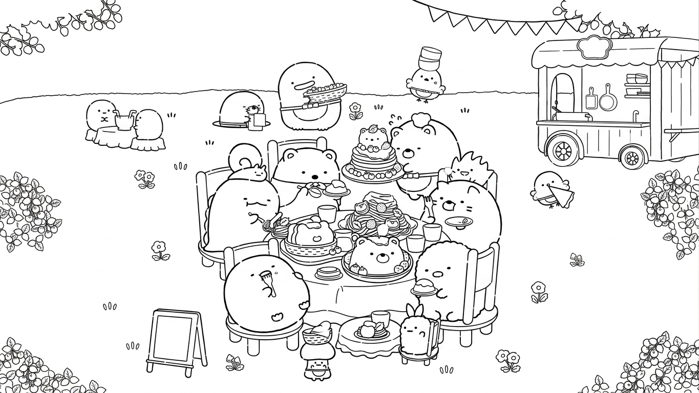 in hình sumikko gurashi cho bé tập tô