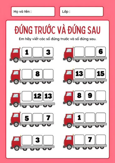 Tìm số liền trước và liền sau phạm vi 20