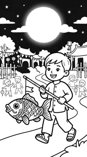 tranh tô màu Trang Tô Màu Lồng Đèn cho bé mới nhất