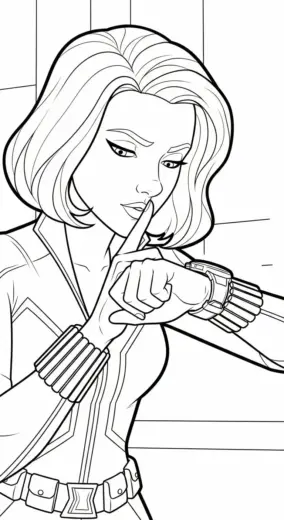 in tranh tô màu Black Widow cho bé 3 tuổi