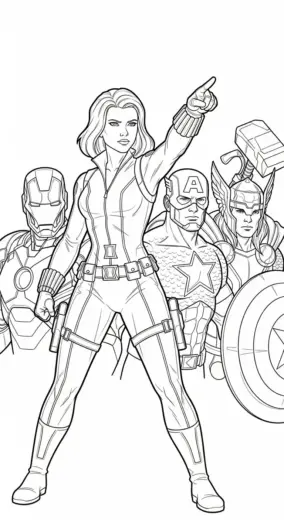 hình tô màu Black Widow cho bé 8 tuổi chất lượng cao