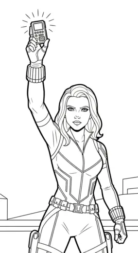 in hình tô màu Black Widow cho bé 4 tuổi