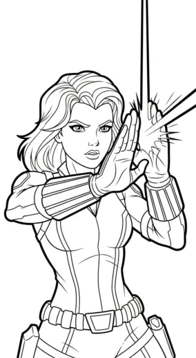 in hình tô màu Black Widow cho bé 7 tuổi