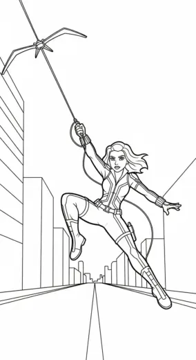 tranh tô màu Black Widow cho bé 3 tuổi