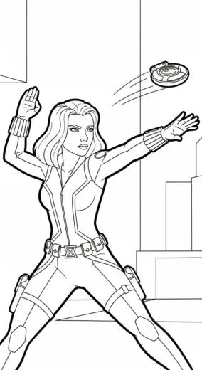 in hình tô màu Black Widow cho bé 7 tuổi