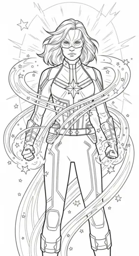hình tô màu Tranh Tô Màu Captain Marvel 10 cho bé 3 tuổi