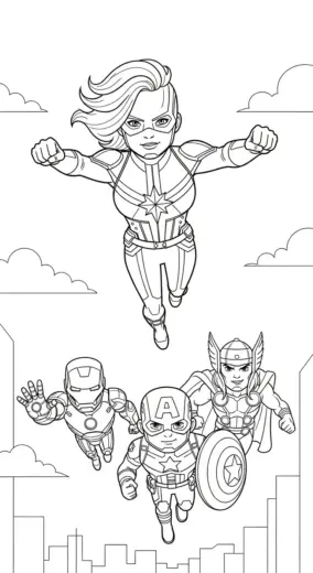 in hình tô màu Tranh Tô Màu Captain Marvel 11 cho bé 3 tuổi