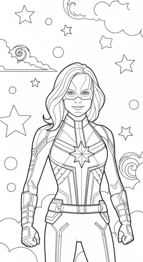 tải file tranh tô màu Tranh Tô Màu Captain Marvel 13