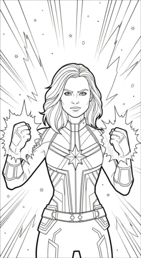tải tranh tô màu Tranh Tô Màu Captain Marvel 16 cho bé chất lượng cao