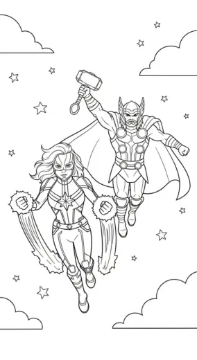 in tranh tô màu Tranh Tô Màu Captain Marvel 17 cho bé 7 tuổi