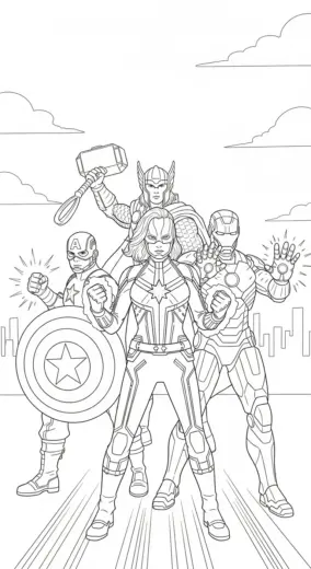 in hình Tranh Tô Màu Captain Marvel 24 cho bé tập tô