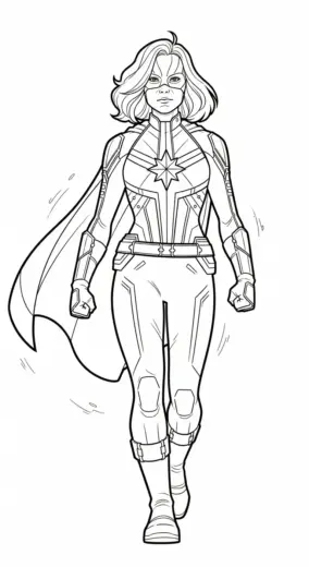 tranh tô màu Tranh Tô Màu Captain Marvel 26 cho bé tải chất lượng cao